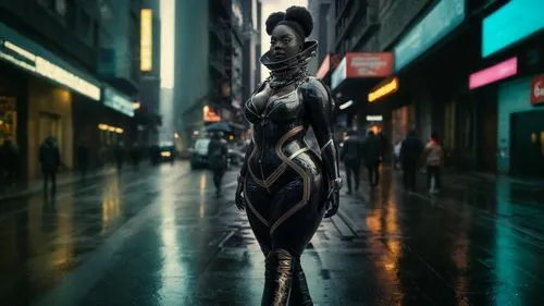 misty background,neon body painting,woman sculpture,woman walking,3d figure,bodypaint,girl walking away,catwoman,metropolis,cyberpunk,cinema 4d,pedestrian,pregnant statue,bodypainting,artist's mannequ