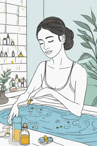 bath oil,spa,bathtub accessory,spa items,the girl in the bathtub,bath accessories,day spa,bath soap,crystal therapy,bath,health spa,body care,bath with milk,bathtub,baths,personal care,self care,day-spa,milk bath,skincare,Illustration,Children,Children 06