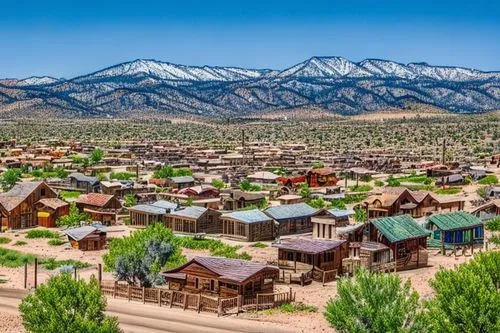 A town in old west with many buildings,albuquerque,nevada,pueblo,american frontier,new mexico,wild west hotel,bogart village,high desert,pioneertown,wild west,western united states,colorado,oheo gulch