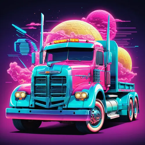 cybertruck,easter truck,trucker,truck driver,truck,80's design,tractor trailer,semi,truck stop,18-wheeler,day of the dead truck,trucking,peterbilt,retro vehicle,trucks,big rig,pink vector,mobile video game vector background,truck racing,dribbble,Conceptual Art,Sci-Fi,Sci-Fi 28