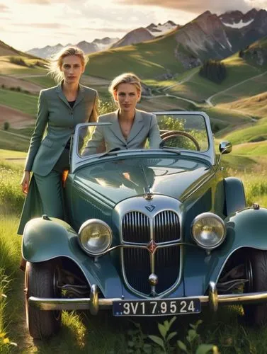 Germany’s political leader Alice Weidel dominates the action. She drives through a green Swiss meadow landscape with her pretty female partner in a valuable car whose dark green paintwork reflects the