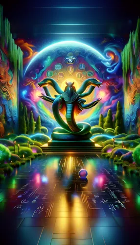 colorful tree of life,psychedelic art,astral traveler,the mystical path,cyberspace,tree of life,playmat,cartoon video game background,3d fantasy,fantasy art,fantasy picture,background image,fractal en