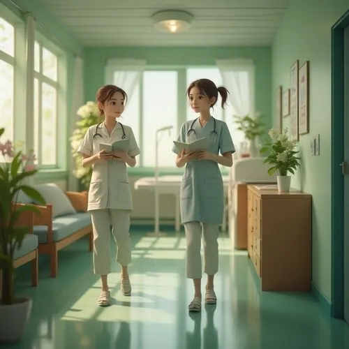 hospital staff,doctor's room,nurses,hospital,health care workers,doctors,hospital ward,patients,treatment room,examination room,physicians,pediatrics,therapy room,medical sister,medical care,housekeepers,hospitalization,chihiro,nursing,medical staff,Photography,General,Realistic