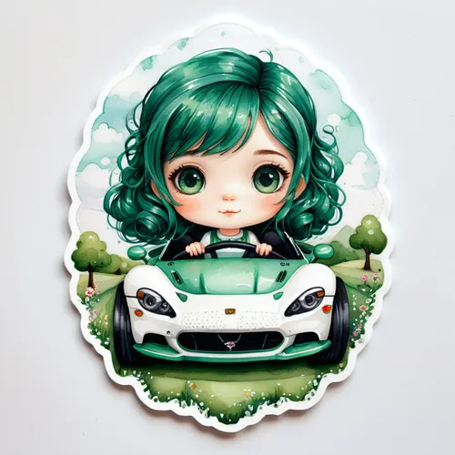 girl in car,mini cooper,girl and car,3d car wallpaper,fiat 500 giardiniera,mini,small car,fiat 500,fiat500,fiat 518,fiat 501,mini suv,chibi girl,fiat,planted car,emerald,mint blossom,mint,clover frame,green and white,Illustration,Abstract Fantasy,Abstract Fantasy 11