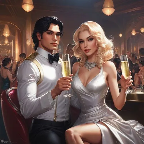 roaring twenties couple,wedding icons,champagne reception,fanciest,wedding couple,silver wedding,fanciers,elegante,speakeasy,roaring 20's,romantic portrait,aristocracy,game illustration,aristocratic,exclusive banquet,golden weddings,roaring twenties,martinis,marquesses,a glass of champagne,Conceptual Art,Fantasy,Fantasy 03