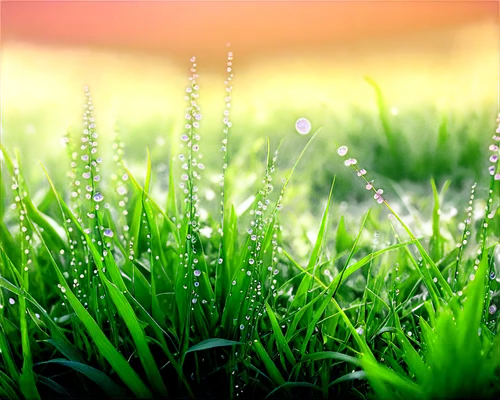 morning scene, warm light, soft glow, golden hour, gentle mist, dew drops on grass, vibrant flowers, delicate petals, subtle colors, serene atmosphere, peaceful composition, shallow depth of field, pa