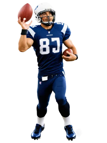 American football player, muscular man, athletic build, helmet, face mask, mouthguard, shoulder pads, jersey, football pants, cleats, holding football, throwing action, running pose, stadium backgroun