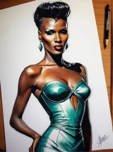 cassie,watercolor pin up,ikpe,tiana,dessin,colour pencils,copic,coffy,byanyima,cuban emerald,caricaturist,toccara,airbrush,color pencils,airbrushing,symetra,vixen,ayanda,caricatures,emerald,Illustration,Realistic Fantasy,Realistic Fantasy 23