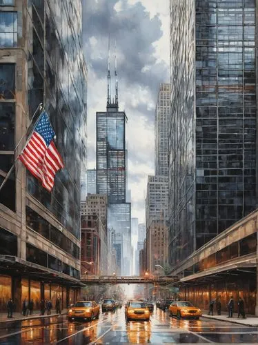 cityscapes,city scape,amerio,new york streets,chicago,streeterville,new york,1 wtc,newyork,world digital painting,manhattan,zuccotti,dearborn,urbanity,photo manipulation,americana,urban landscape,financial district,5th avenue,cityzen,Illustration,Paper based,Paper Based 13