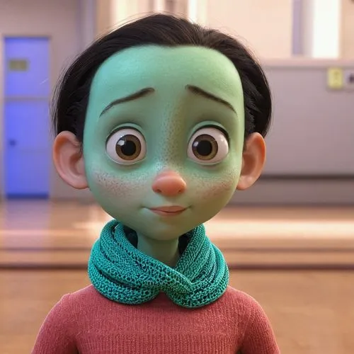 agnes,3d rendered,cute cartoon character,cgi,3d model,3d render,miguel of coco,alfalfa,clay animation,elf,tan chen chen,disney character,b3d,3d figure,russo-european laika,timothy,cinema 4d,tiana,green,green skin,Photography,General,Realistic