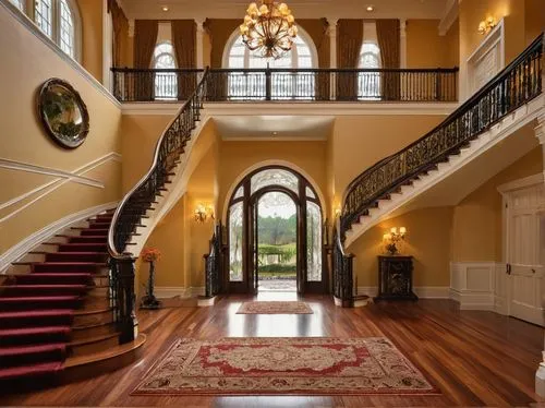 entrance hall,hallway,entryway,luxury home interior,foyer,outside staircase,mansion,staircase,winding staircase,hallway space,hardwood floors,palladianism,greystone,entryways,staircases,cochere,house entrance,palatial,banisters,entranceway,Illustration,Vector,Vector 08