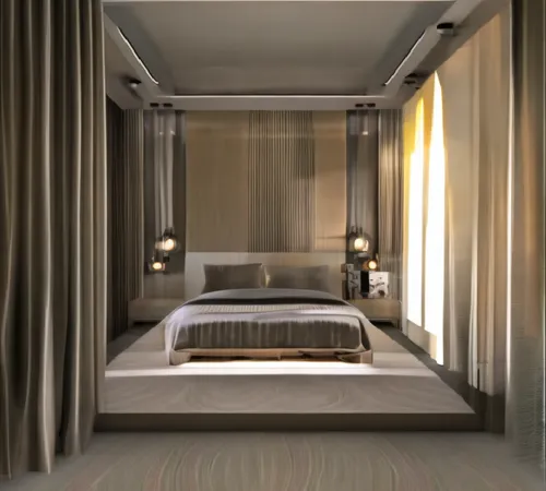 Warm look with modern colors Modern wooden design and black glass mirrors,modern room,3d rendering,guestrooms,sleeping room,guest room,contemporary decor,wallcoverings,render,chambre,donghia,interior 