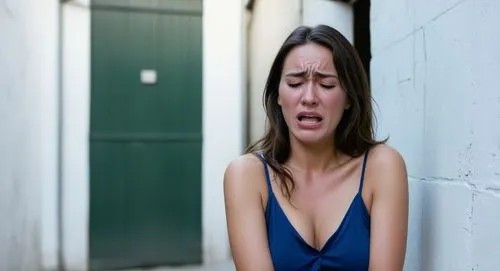 woman crying and not wearing clothes she is in a alleyway,a group of young people standing in front of a mirror,depressed woman,scared woman,sad woman,distraught,wall of tears,worried girl