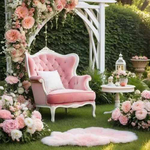 floral chair,pink chair,garden furniture,garden decor,garden swing,daybed,garden bench,patio furniture,outdoor furniture,soft furniture,wedding decoration,flower wall en,pink floral background,chaise lounge,garden decoration,rose garden,damask background,pink roses,chintzy,soft pink,Photography,General,Realistic