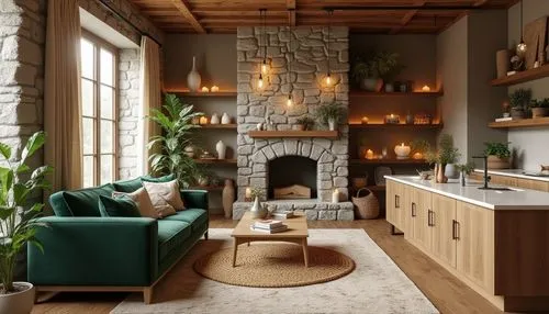 fireplace,fire place,rustic aesthetic,tile kitchen,fireplaces,interior design,modern decor,coziness,kitchen design,kitchen interior,apartment lounge,living room,an apartment,coziest,livingroom,shared apartment,interiors,home interior,modern kitchen,contemporary decor,Photography,General,Realistic