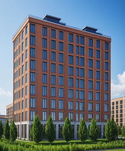 a large brick building with three stories,hoboken condos for sale,westinghouse,homes for sale in hoboken nj,massdevelopment,tishman,shaoyang,microtel,appartment building,penthouses,residential tower,b