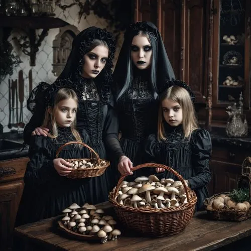 covens,gothic portrait,gothic style,norns,gothic,witch house,Illustration,Realistic Fantasy,Realistic Fantasy 46