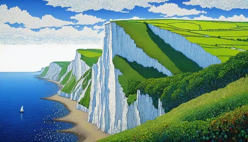 chalk cliff,white cliffs,cliffs of etretat,english channel,cliffs etretat,beachy head,cliff top,the cliffs,cliffs,dorset,coastal landscape,seven sisters,etretat,jurassic coast,cliffs ocean,normandy,south downs,limestone cliff,england,sussex,Illustration,Japanese style,Japanese Style 14