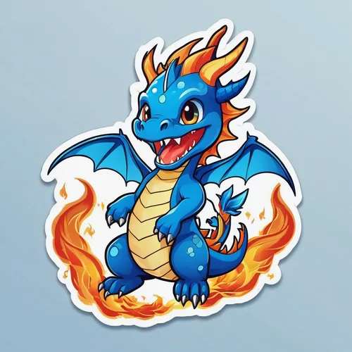 a a blue mystic chibi fire dragon unfurls his wings and gazes with amusement, Light Pure background,charizard,dragon design,fire breathing dragon,dragon fire,dragon li,dragon,growth icon,draconic,clip