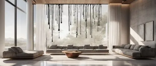 minotti,interior modern design,modern decor,modern living room,contemporary decor,water dripping,bamboo curtain,water mist,living room,sitting room,interior design,livingroom,window curtain,modern minimalist lounge,luxury home interior,penthouses,rain shower,glass wall,modern room,amanresorts,Illustration,Black and White,Black and White 34