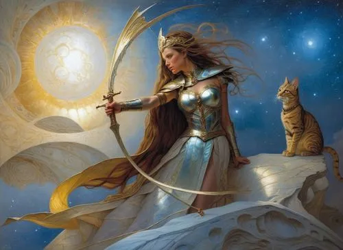 light bearer,frigga,priestess,warrior woman,prospera,inara,Illustration,Realistic Fantasy,Realistic Fantasy 03