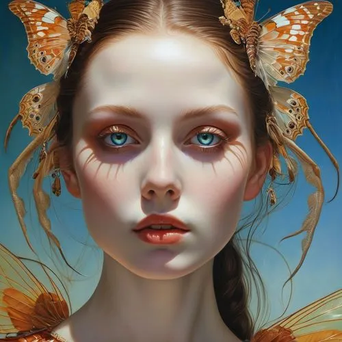 fantasy portrait,faery,mystical portrait of a girl,faerie,cupido (butterfly),baroque angel,fantasy art,faun,flower fairy,vanessa cardui,fairy queen,vanessa (butterfly),girl in a wreath,gatekeeper (butterfly),dryad,golden crown,cloves schwindl inge,portrait of a girl,ulysses butterfly,girl portrait,Photography,General,Realistic