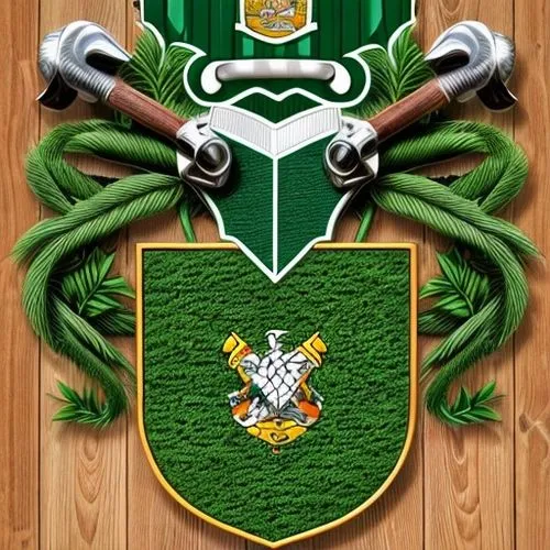 a coat of Arms whit Axe potato plants and tree, tractor,crest,national coat of arms,coat arms,sporting group,coat of arms,heraldic shield,rugby union,celts,national emblem,coat of arms of bird,heraldr