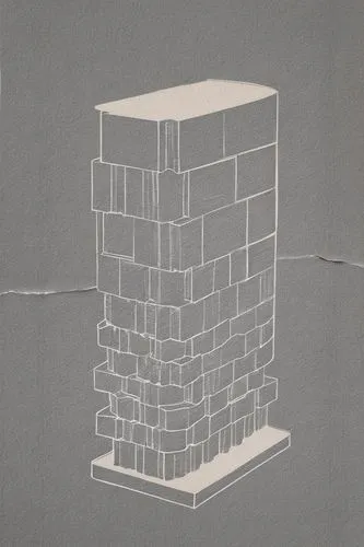 thin pencel
 with a white pensil and gray paper,drawing of a white brick tower on top of grey paper,wall lamp,building block,squared paper,cinderblock,acconci,menger sponge,Design Sketch,Design Sketch