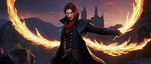 dodge warlock,magus,flame spirit,axel jump,fire background,firespin,fire master,magic grimoire,rune,solomon's plume,lucifer,fire heart,fire devil,fire angel,magician,fire ring,fire artist,fire kite,flickering flame,flame of fire,Illustration,Realistic Fantasy,Realistic Fantasy 15