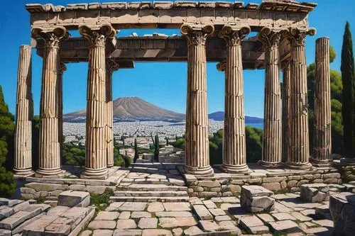 greek temple,pergamum,garni,pergamon,delphi,tiryns,laodicea,ephesus,volubilis,hierapolis,erechtheus,acrocorinth,roman temple,temple of hercules,messene,temple of diana,acropolis,doric columns,colonnaded,capitolium,Conceptual Art,Daily,Daily 29