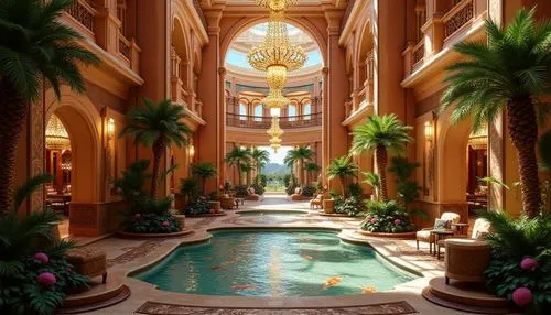 venetian hotel,paradisus,oasis,hotel lobby,atlantis,gaylord palms hotel,theed,riad,polyneices,caesar palace,caesar's palace,caesars palace,atriums,corridor,shangri,floor fountain,venetian,palm garden,emirates palace hotel,resort,Photography,General,Realistic