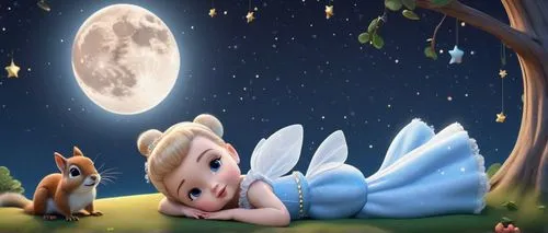 cute cartoon image,moon and star background,children's background,moonbeams,lullaby,moon and star,dreamworks,the moon and the stars,stars and moon,night scene,moon night,slumberland,moonbeam,baby stars,fairies,fairyland,thumbelina,cute cartoon character,fionna,babyland,Unique,3D,3D Character