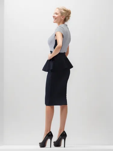 pencil skirt,menswear for women,sheath dress,overskirt,school skirt,women's clothing,skirt,advertising figure,women clothes,woman's backside,mannequin silhouettes,woman in menswear,dress walk black,la