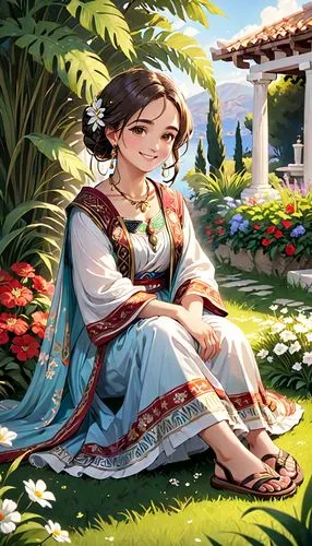 radha,girl picking flowers,girl in the garden,mandodari,sari,katara,girl in flowers,hanbok,yayati,lakshmi,romani,gitanjali,caftan,luthra,girl lying on the grass,parvati,aerith,sultana,tea garden,jasmine,Anime,Anime,General