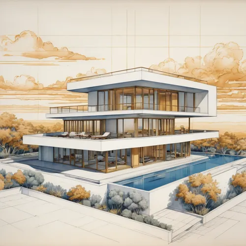 mid century house,house drawing,dunes house,3d rendering,architect plan,mid century modern,modern house,modern architecture,archidaily,japanese architecture,architect,blueprint,residential house,smart house,house floorplan,garden elevation,futuristic architecture,asian architecture,contemporary,render,Unique,Design,Blueprint