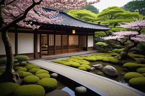 japanese garden ornament,japanese-style room,zen garden,teahouse,japan garden,japanese zen garden,japanese garden,ryokan,japanese art,heian,ryokans,teahouses,sake gardens,japon,kinkakuji temple,chanoyu,kinkakuji,ritsurin garden,beautiful japan,dojo,Illustration,Realistic Fantasy,Realistic Fantasy 29