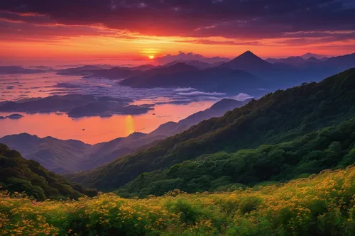 the valley of flowers,taiwan,mountain sunrise,philippines scenery,japan's three great night views,japan landscape,shimane peninsula,japanese mountains,shizuoka prefecture,beautiful japan,japanese alps,philippines,mountainous landscape,south korea,mount scenery,beautiful landscape,the chubu sangaku national park,southeast asia,the azores,azores,Illustration,Japanese style,Japanese Style 14