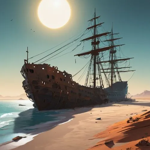 caravel,ship wreck,shipwreck,shipwrecked,pirate ship,aground,galleon,sea sailing ship,sail ship,merchantman,old ship,whaleship,the wreck of the ship,tallship,carrack,sailing ship,ghost ship,tall ship,shipwrecks,sea fantasy,Conceptual Art,Fantasy,Fantasy 02