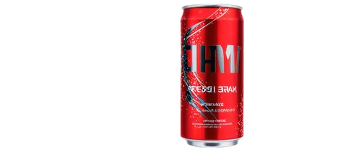 Energy drink can, red and silver metallic, detailed label, bold font, rounded shape, glossy finish, morning dew, soft sunlight, 3/4 composition, shallow depth of field, warm color tone, cinematic ligh