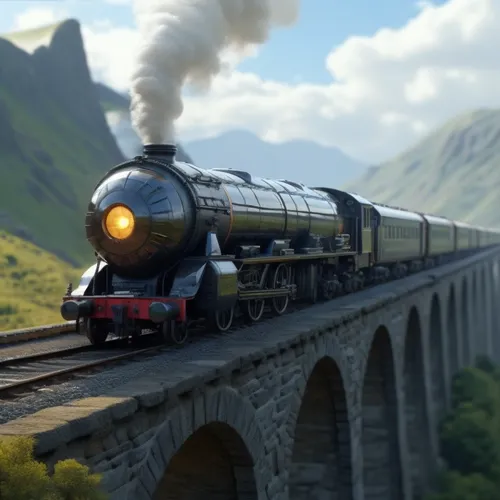 a steam engine train travelling over a stone bridge,hogwarts express,steam train,scotsman,skarloey,steam locomotives,steam special train