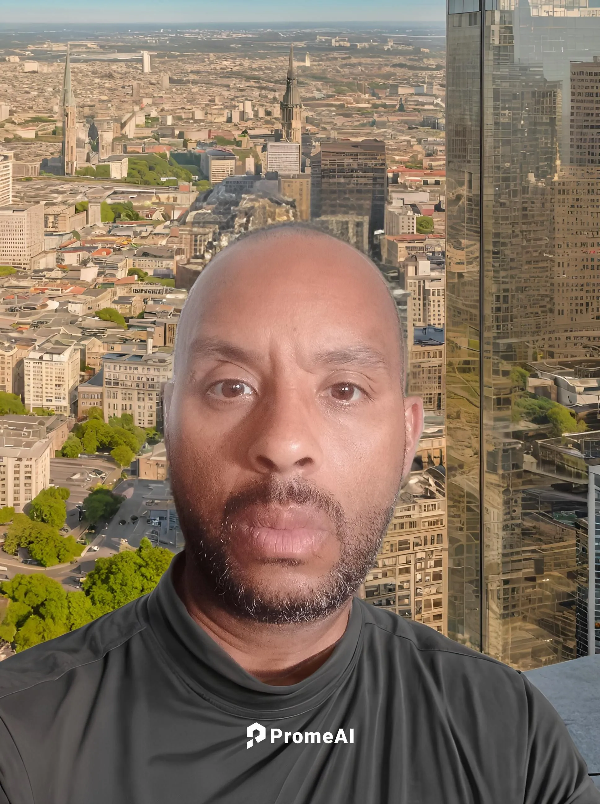 Masculino,  Orientais,  masculino, Jovem adulto, S, Confiança, Moda Masculina
Fundo Ao ar livre, Cidade Moderna,a bald man standing in front of some tall buildings,lekota,mdu,matlala,ngcobo,serero,ziz