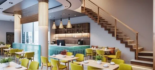 a restaurant filled with wooden tables and chairs,andaz,fine dining restaurant,modern kitchen interior,blythswood,contemporary decor,solaria,Photography,General,Realistic