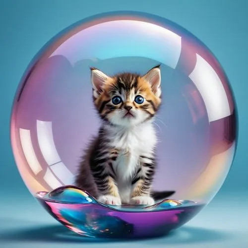 crystal ball,crystal ball-photography,crystalball,lensball,glass ball,cat on a blue background,Photography,Artistic Photography,Artistic Photography 03