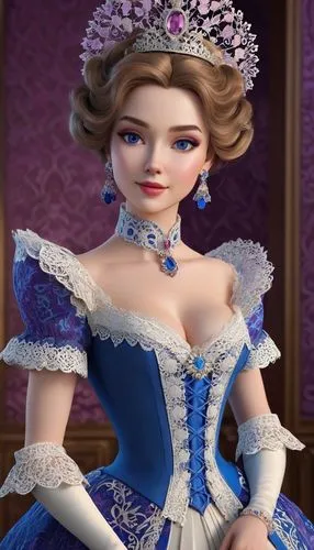 female doll,princess anna,princess sofia,cinderella,noblewoman,dress doll,Unique,3D,3D Character