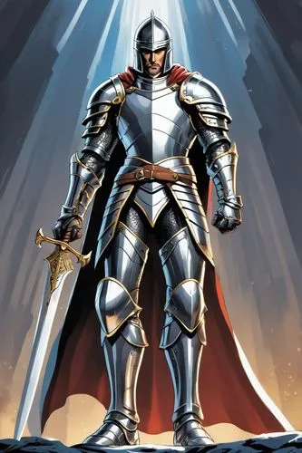 knightly,steel man,crusader,hammerman,latveria,thunderer,Illustration,American Style,American Style 13