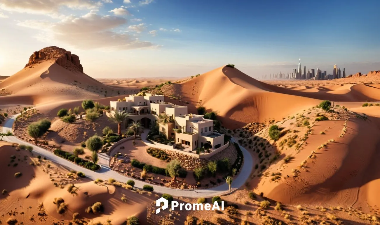 VISUALIZATION RENDER FOR THIS URBAN PLANNING EL SALMANI STYLE IN SAUDI ARABIA IN DESERT 
,desert desert landscape,desert landscape,semidesert,desert background,arid landscape,dubai desert,dubailand,th