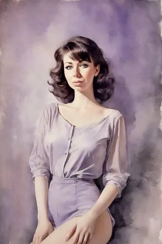 vintage female portrait,la violetta,farrokhzad,musidora,model years 1960-63,violetta,Digital Art,Watercolor