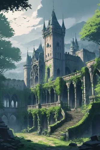 knight's castle,castle of the corvin,castle,castle ruins,fairy tale castle,castlelike,fairytale castle,medieval castle,castle keep,castlevania,stone palace,ghost castle,monastery,bethlen castle,ruined castle,witch's house,castletroy,fantasy landscape,castel,alfheim,Illustration,Japanese style,Japanese Style 03