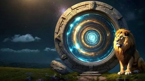 Paisaje, Colina,an abstract po of a lion and the doorway to another world,pandorica,goldlion,druid stone,stone lion,lionnet,rassilon,tigor,nagaraja,wheatley,theloke,gallifreyan,chakram,zordon,mahavata