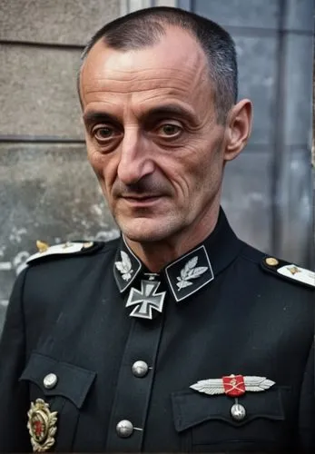 thin skinny 40 year old man in  black Carabinieri uniform,admiral von tromp,jozef pilsudski,rühmann,deutscher michel,thác dray nur,einjähriges silberblatt,steinmann,bombardino,auschwitz 1,kaiser wilhe